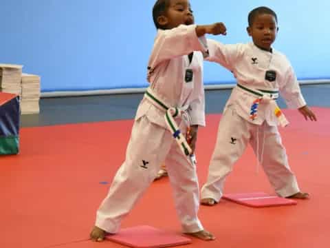 two people in karate uniforms
