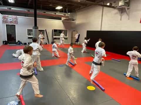 a group of kids playing a game