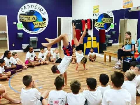 a group of people in a gymnasium
