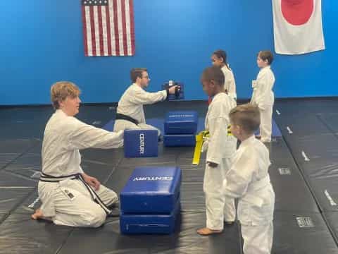 a group of people in a room