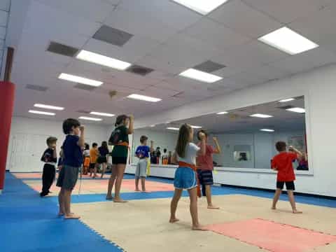 a group of people in a room