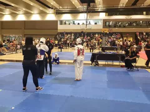 a group of people in a room