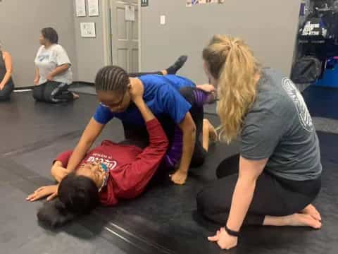 a group of people doing yoga