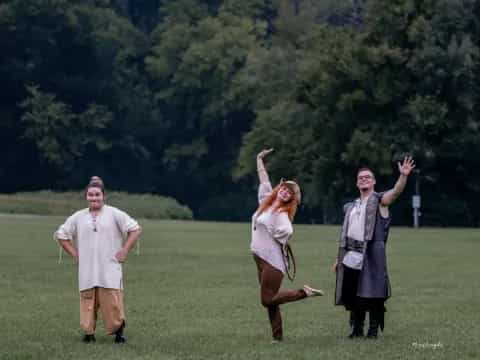 a group of people in a field