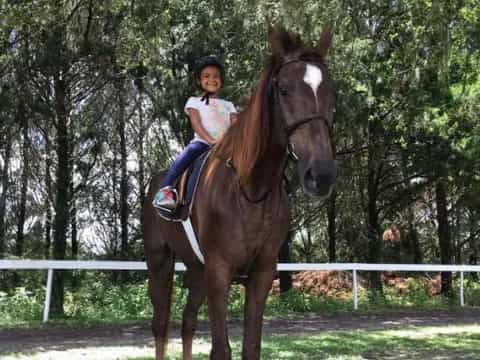 a girl riding a horse