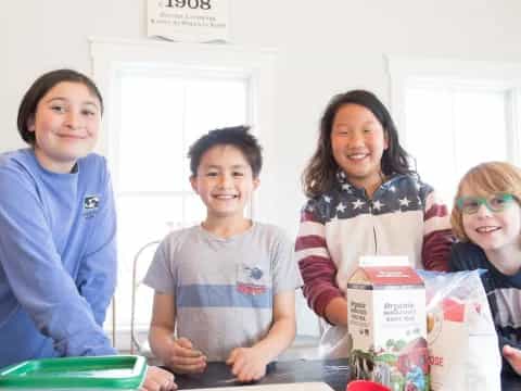 a group of children smiling
