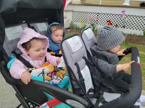 two children in a stroller