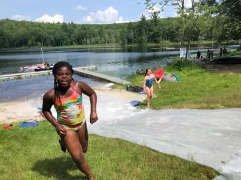 a man running on a beach