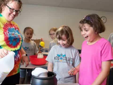 a group of people in a room