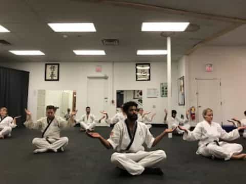 a group of people in a room