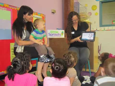a group of people in a classroom