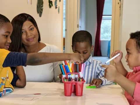 a man and several children