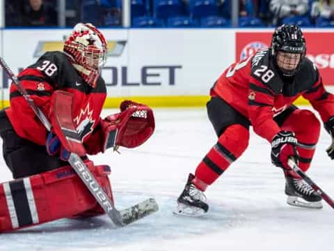 two hockey players on the ice