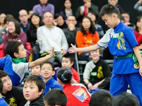 a group of children in a stadium