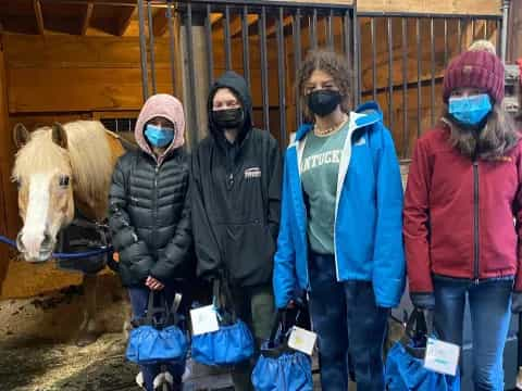 a group of people wearing masks