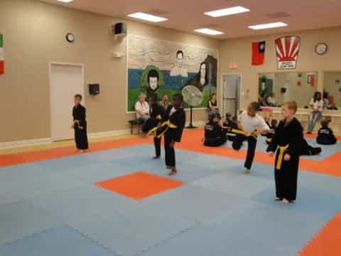 a group of people in a room