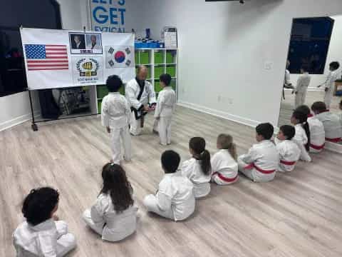 a group of people in a room