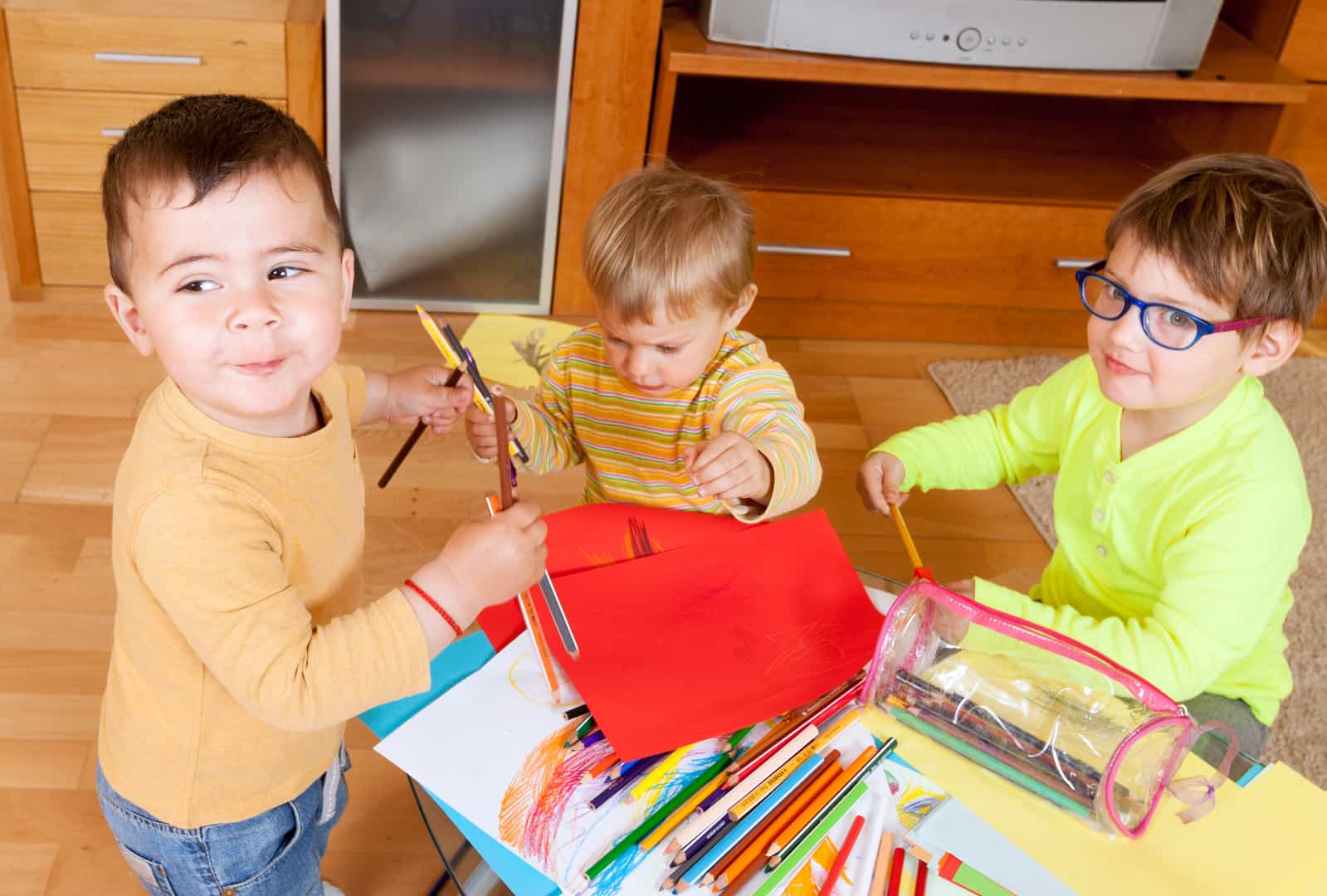 a group of boys painting