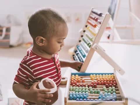 a child playing with a toy