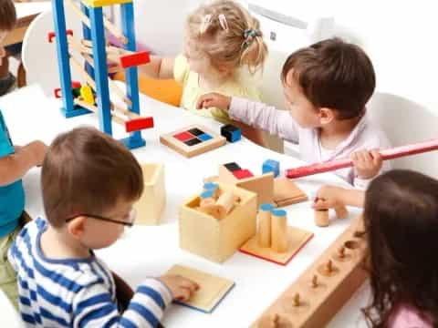 children playing with building blocks