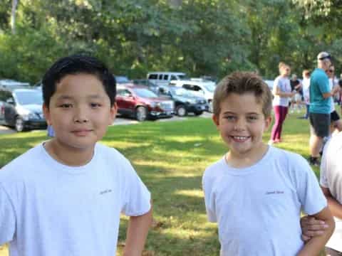 two boys standing together