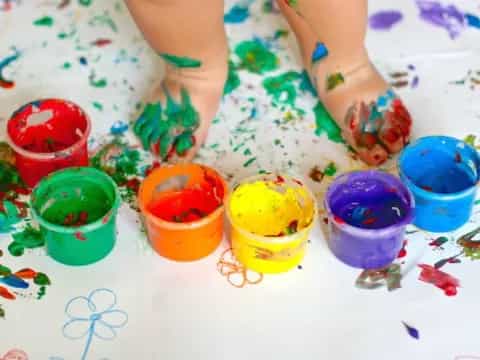 a group of colorful cups