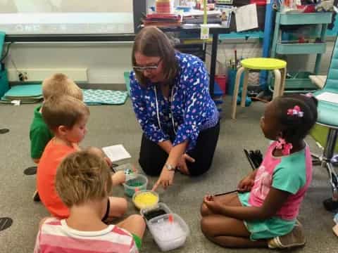 a person and several children