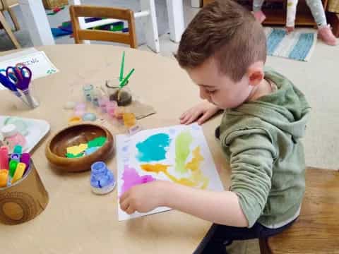 a child drawing on a paper