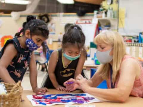 a group of children painting