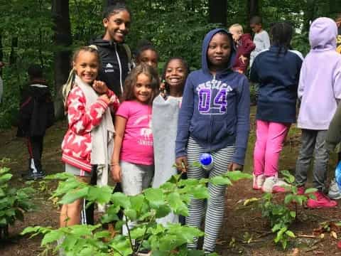 a group of people standing outside