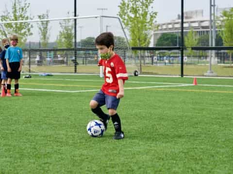 a boy playing football