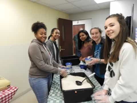a group of women in a room