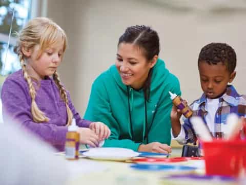 a person and two children
