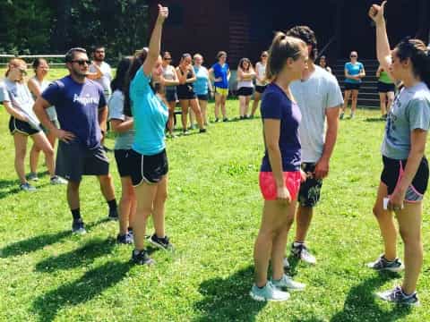 a group of people in a field