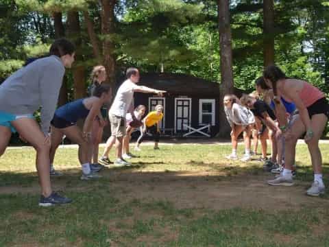 a group of people playing outside
