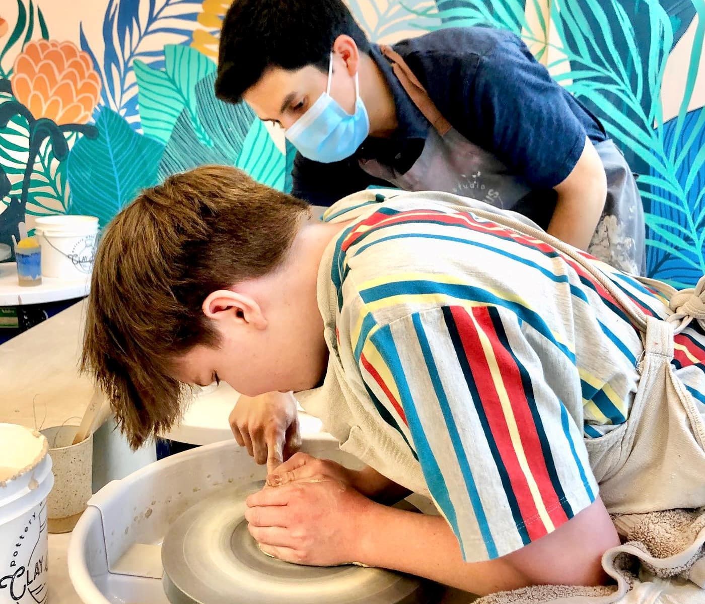 a dentist examining a patient