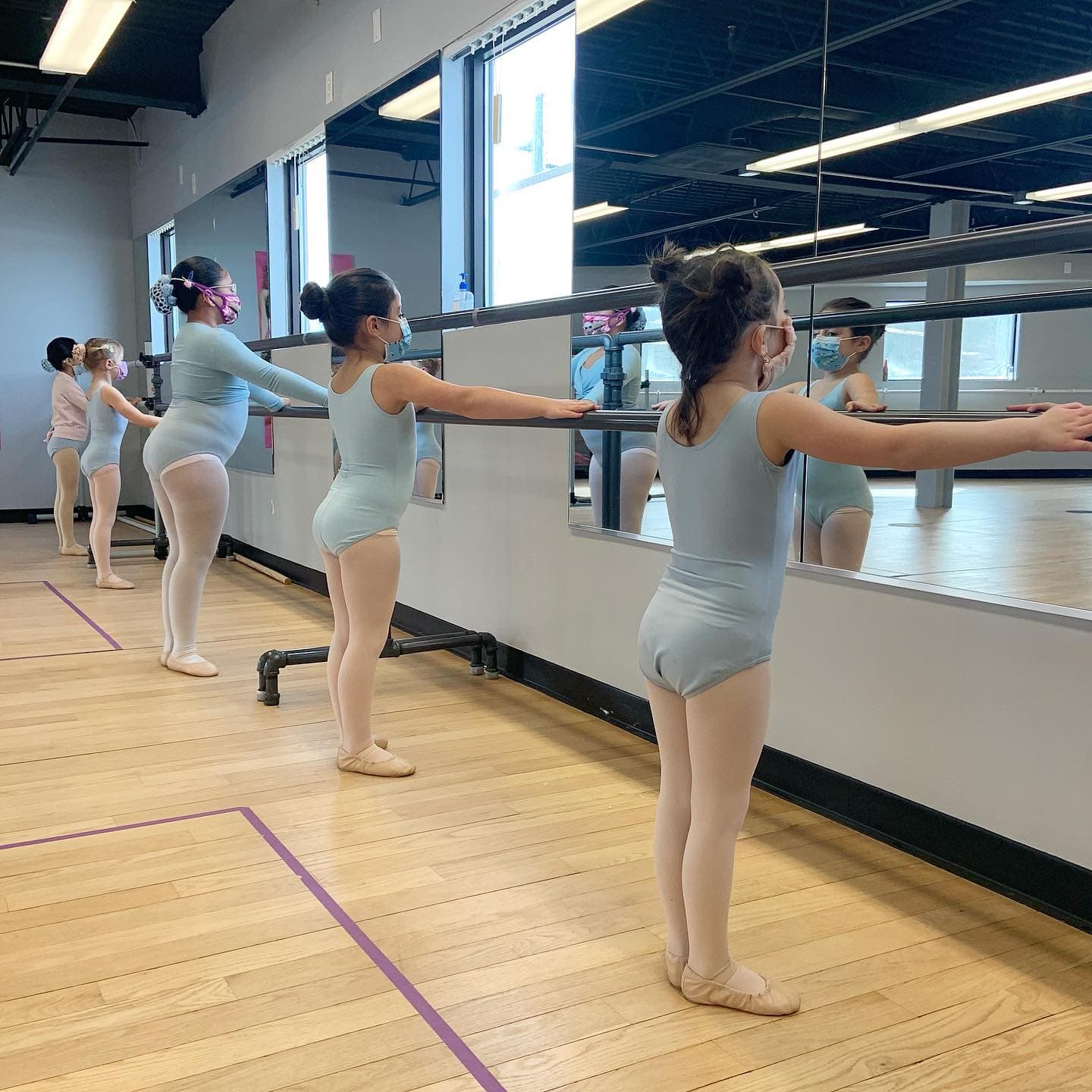 a group of women exercising