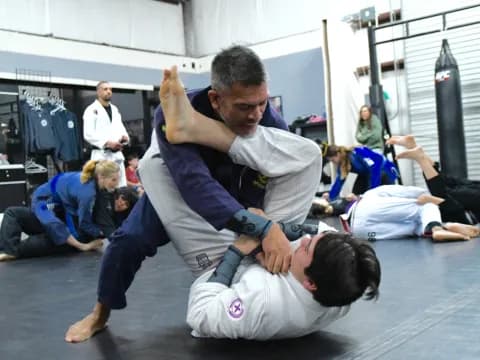 a group of people in a gym