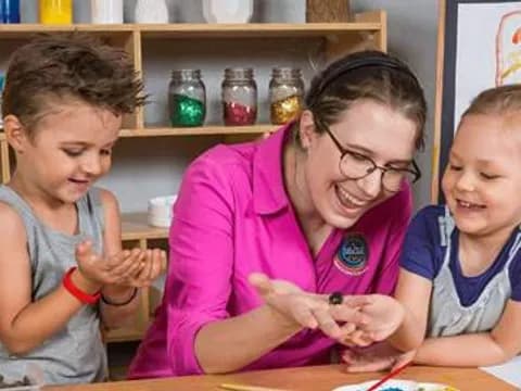 a person and two children