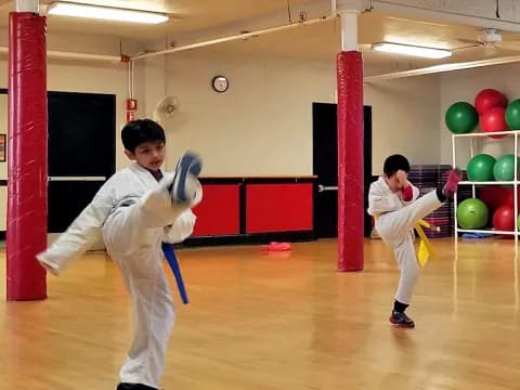 a couple of men in karate uniforms