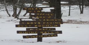 a sign in the snow