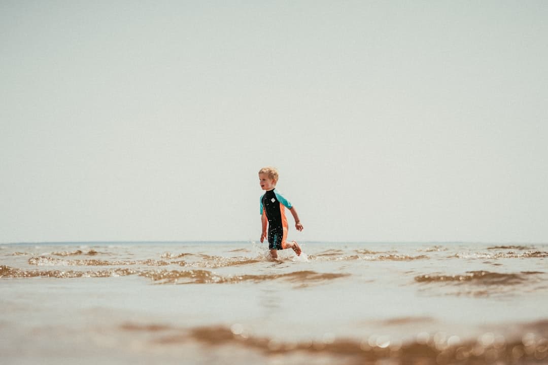 a child running on a beach