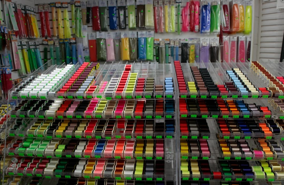 a store display filled with lots of different colored items