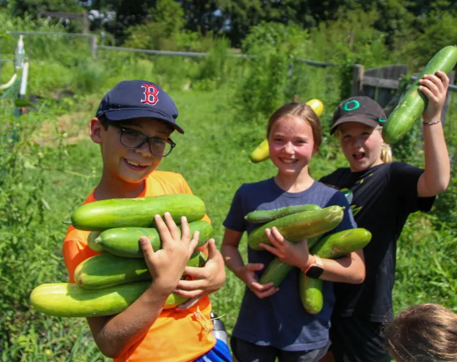 a group of kids holding watermelons