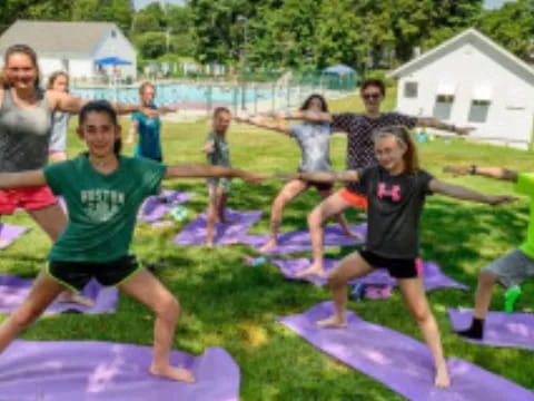 a group of people exercising