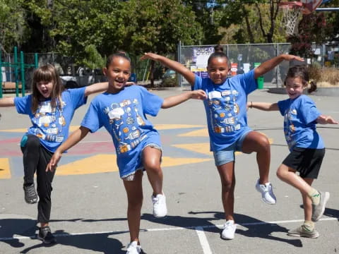 a group of people running