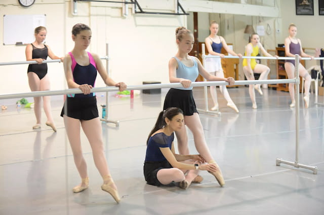 a group of women exercising