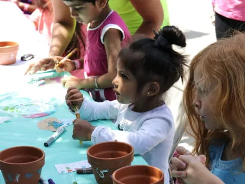 a group of children painting