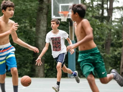 a group of men playing basketball