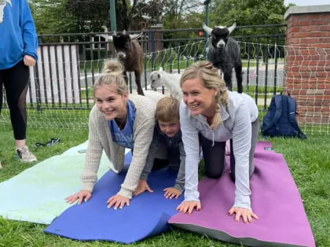 a group of people on a mat